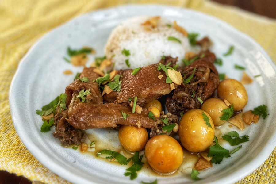 Native chicken adobo with immature eggs