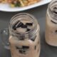 Grass jelly milk tea