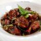 Italian-style sweet sour pork stew (spezzatino agrodolce)