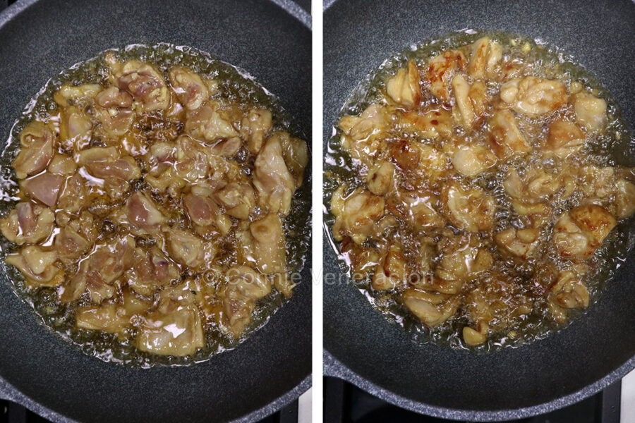 Frying chicken fillets