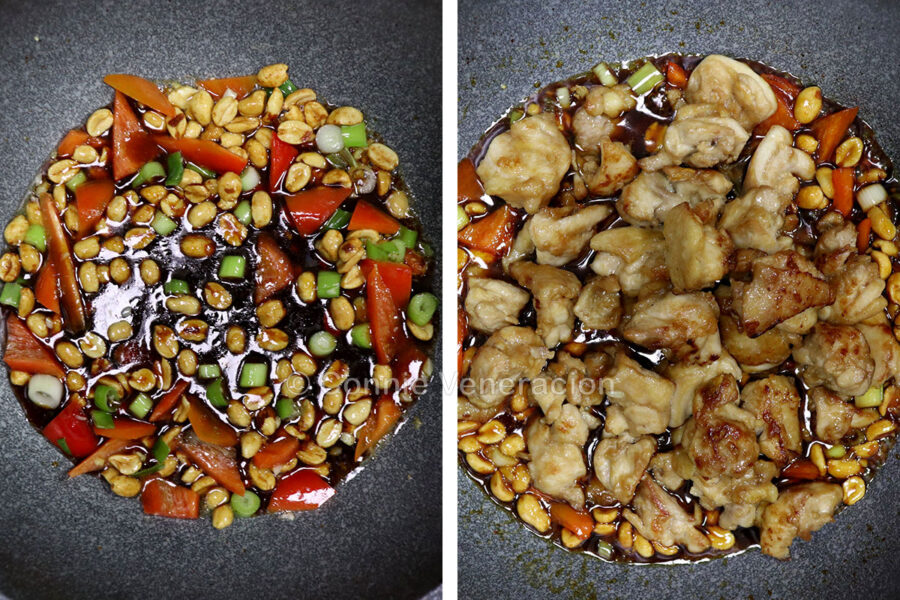 Cooking Kung Pao chicken