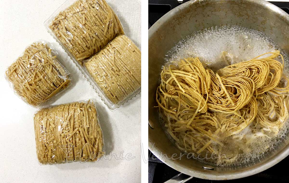 Boiling dried shredded tofu skin